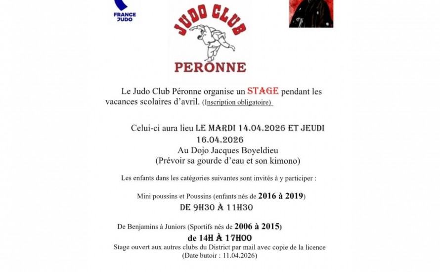 Stage des vacances d'avril 2026