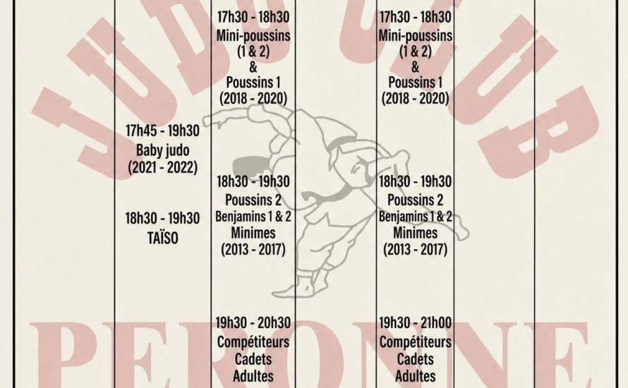 HORAIRES COURS DE JUSO SAISON 2026-2027