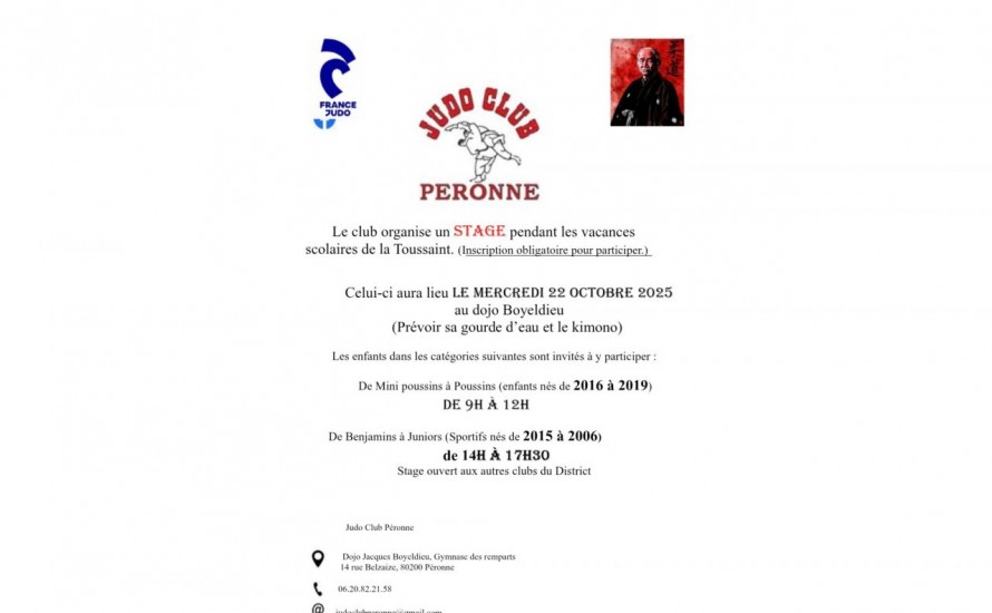 STAGE DE JUDO - VACANCES DE LA TOUSSAINT